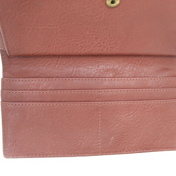 Fossil Brown Pebbled Leather;  Faux Tortoise Shell Full Size Large Wallet Clutch - Picture 8 of 9